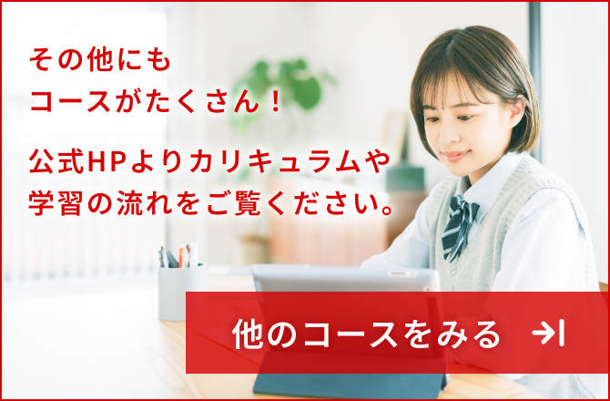 その他にもコースがたくさん！　公式HPよりカリキュラムや学習の流れをご覧ください。　他のコースをみる