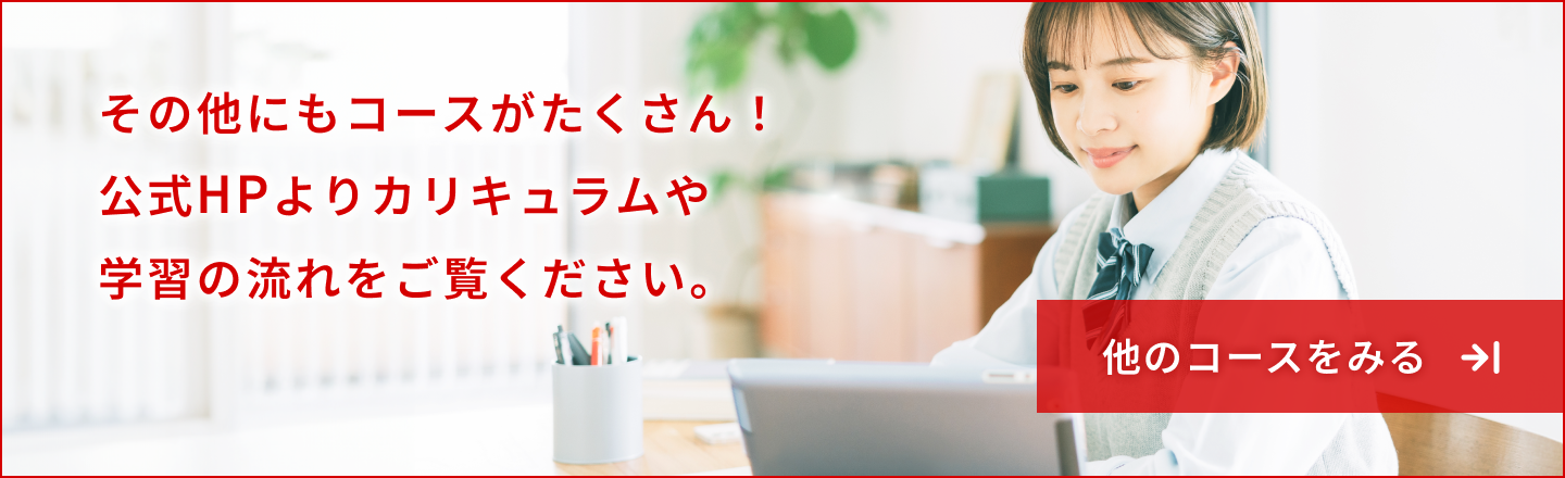 その他にもコースがたくさん！　公式HPよりカリキュラムや学習の流れをご覧ください。　他のコースをみる