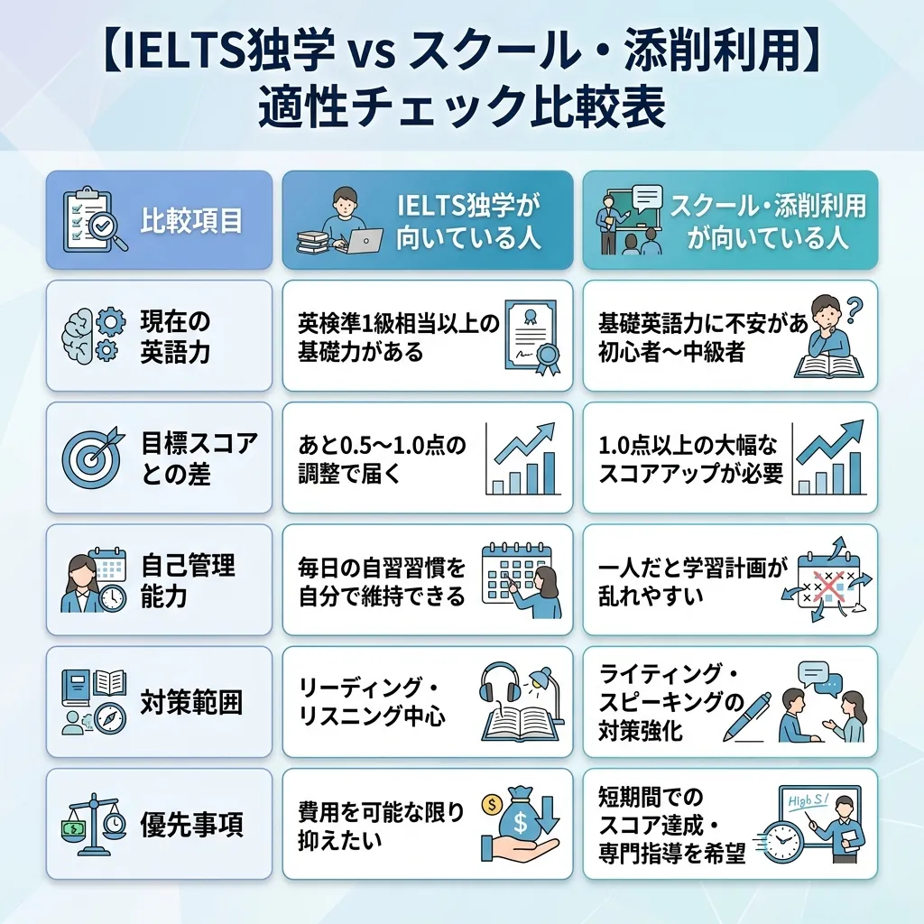 ielts スクール 独学 比較
