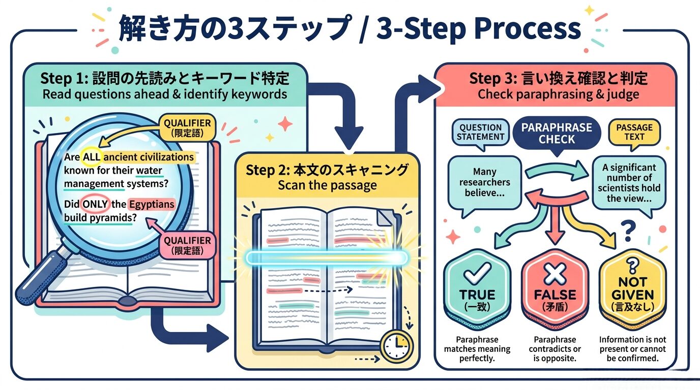 IELTS Reading TRUE FALSE NOT GIVENの解き方